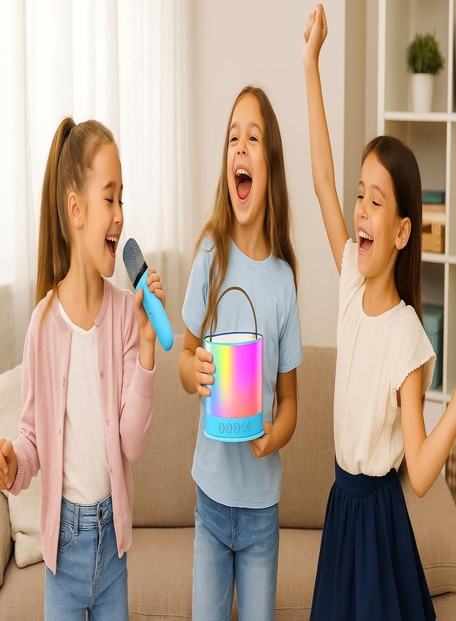 QLECT Portable Karaoke Bluetooth Speaker with Wireless Mic, 5W HiFi Sound, RGB LED Lights, Voice Change Effects, Rechargeable, for Kids & Adults, Home & Outdoor Party(Blue) - Image 3